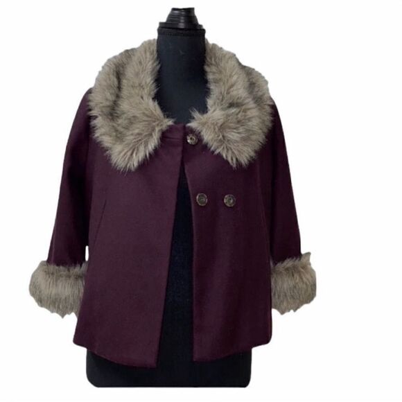 Forever 21 Crop Fur Purple Jacket( Size Small) - Picture 2 of 6